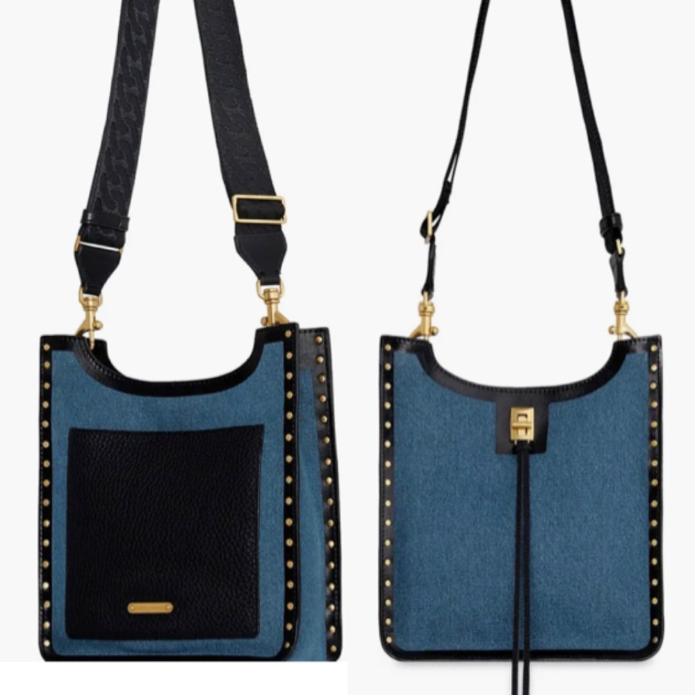 Rebecca Minkoff Black Leather Bag with Gold Accents
